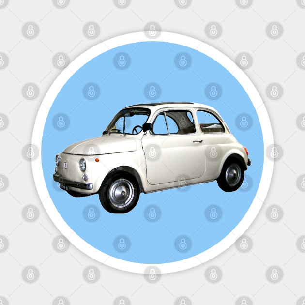 little white car Magnet by mystudiocreate